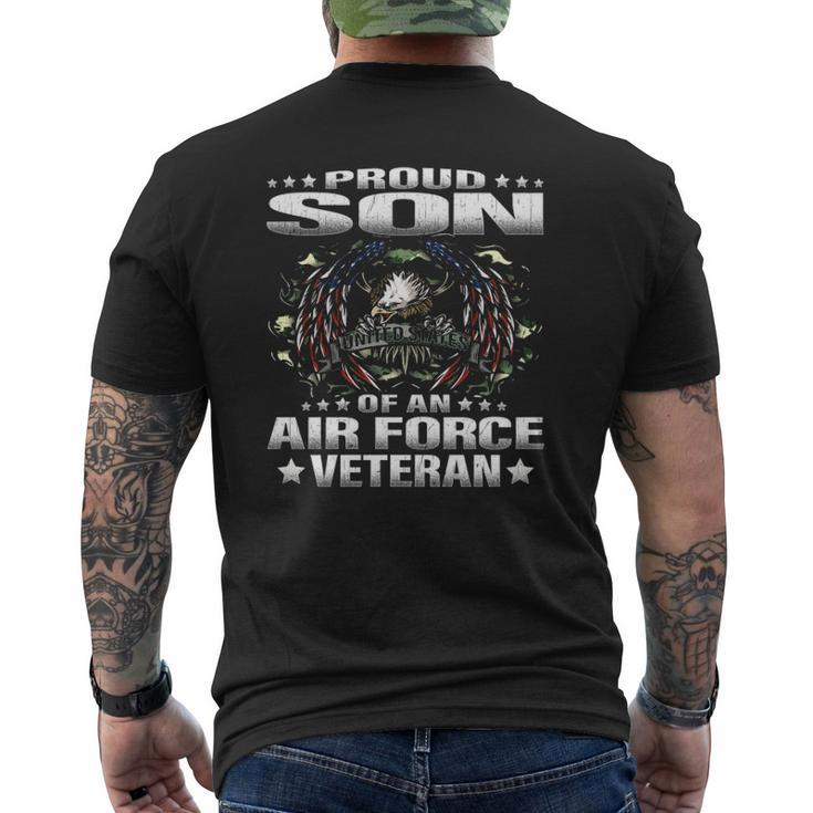 Proud Son Of An Air Force Veteran Military Vet's Child Mens Back Print T-shirt