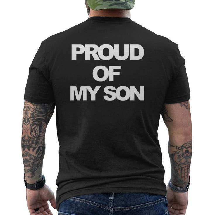 Proud Of My Son Printed In White Heavy Letters Mens Back Print T-shirt
