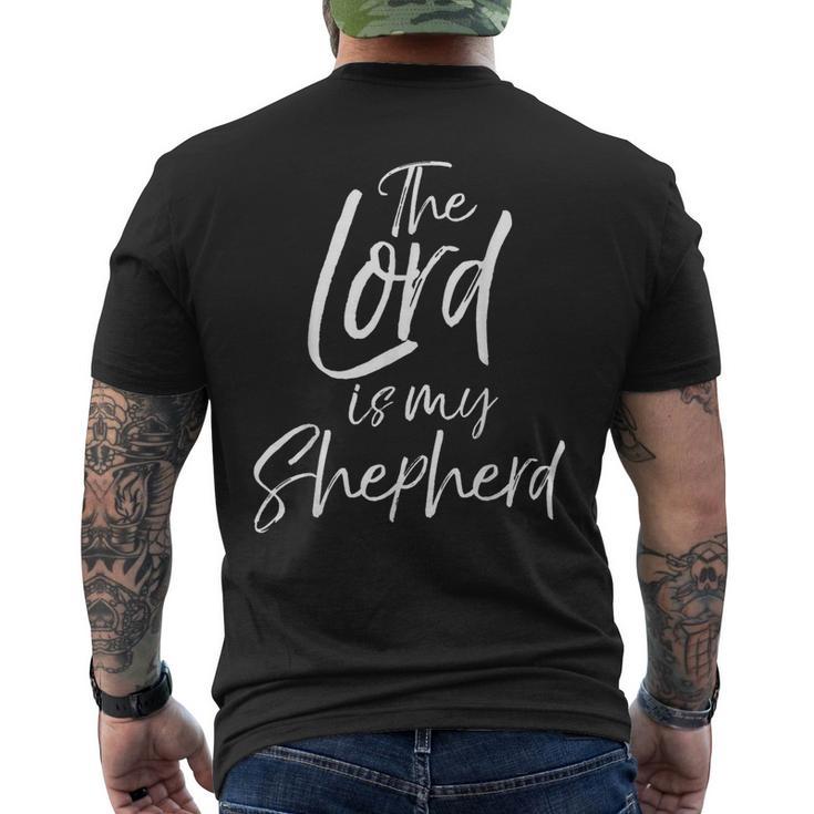 Psalm 23 Quote Bible Verse Cute The Lord Is My Shepherd Men's T-shirt Back Print