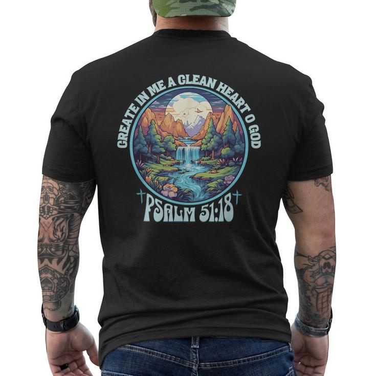 Psalm 5118 Create In Me A Clean Heart Bible Verse Christian Men's T-shirt Back Print