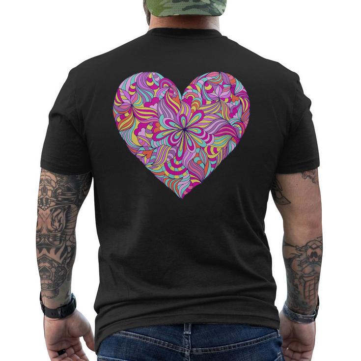 Psychedelic Heart Trippy Colors Rave Party Colorful Men's T-shirt Back Print