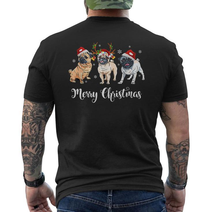 Pug Christmas Lights Mens Back Print T-shirt
