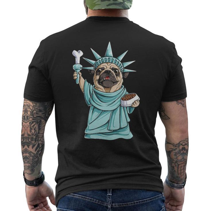 Pug Statue Of Liberty 4Th Of July Dog Lover Men's T-shirt Back Print