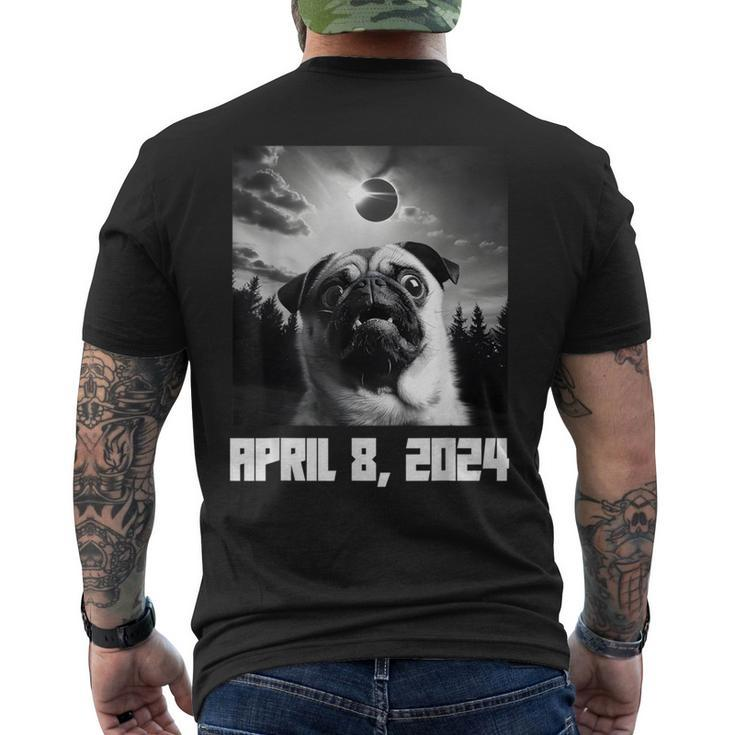 Pug Taking Selfie Totality 04 08 24 Total Solar Eclipse 2024 Men's T-shirt Back Print