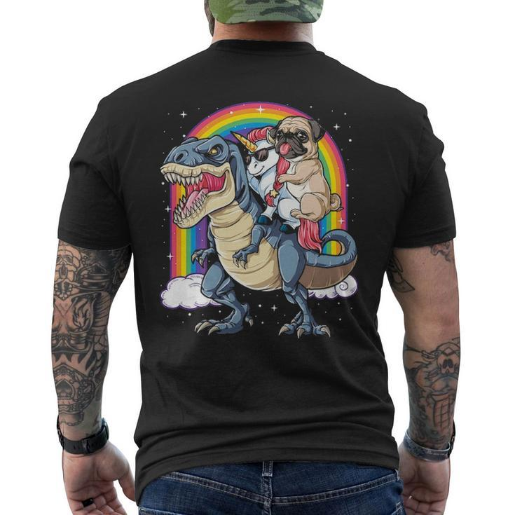 Pug Unicorn Dinosaur T Rex Kids Girls Women Rainbow Men's T-shirt Back Print