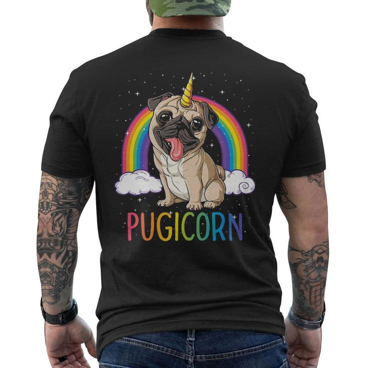 Pugicorn Pug Unicorn Girls Kids Space Galaxy Rainbow Men's T-shirt Back Print