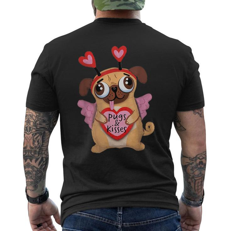 Pugs Valentine Cupid Pug Kisses Valentine Pug Lover Men's T-shirt Back Print