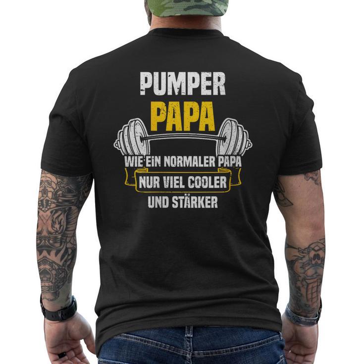 Pumper Papa Kraftsport Gym Lustiges Bodybuilding Mit-Ausschnitt T-Shirt mit Rückendruck