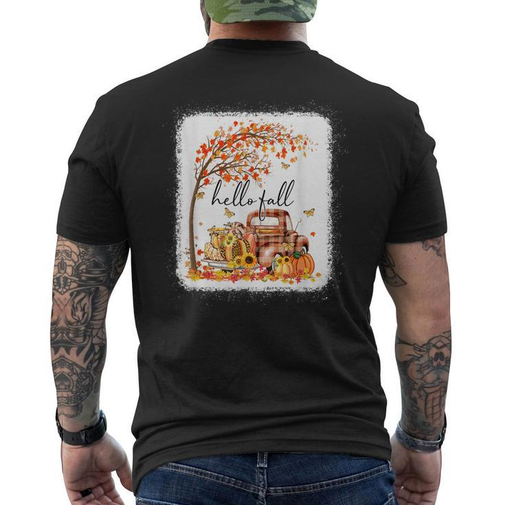Pumpkin Leopard Hello Fall Happy Fall Y'all Fall Season Mens Back Print T-shirt