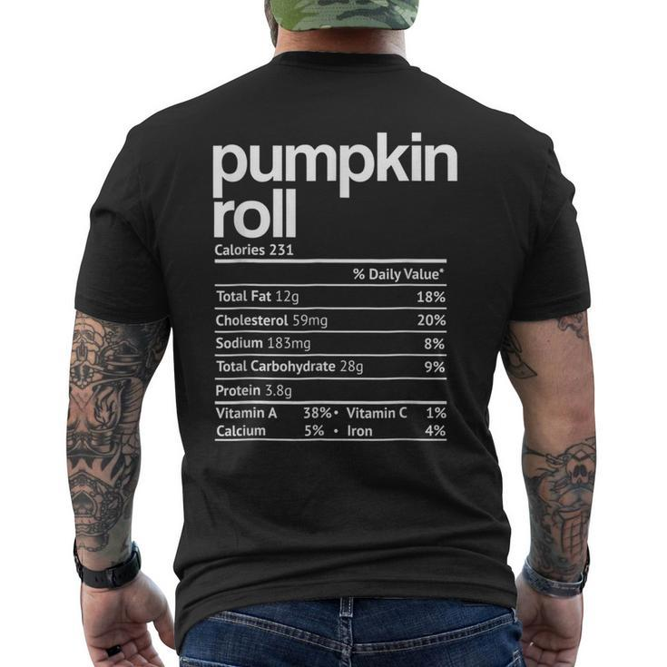 Pumpkin Roll Nutrition Facts Thanksgiving Christmas Mens Back Print T-shirt