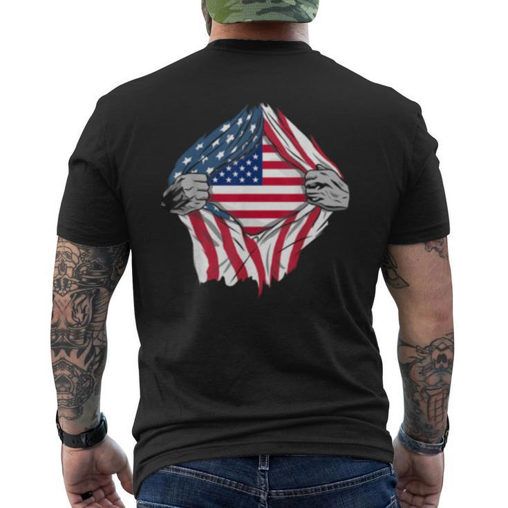 Pure American Blood Inside Me Country Flags Men's T-shirt Back Print