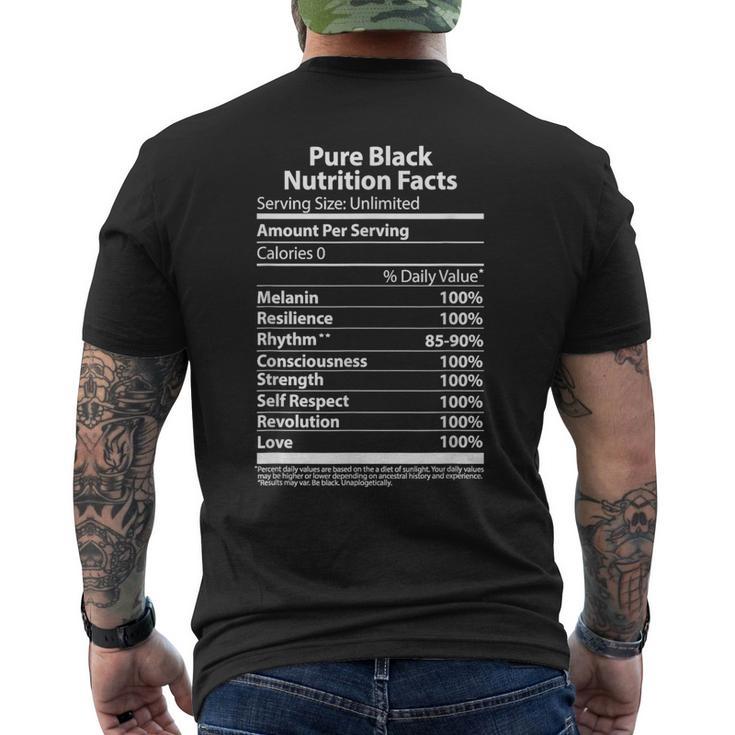 Pure Black Nutritional Facts Blm Movement Men's T-shirt Back Print