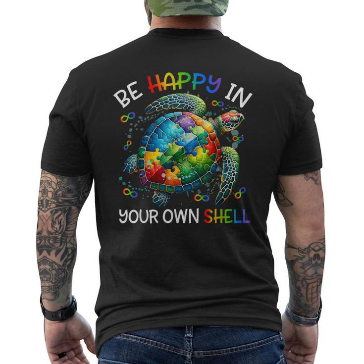 Puzzle Turtle Be Happy In Your Own Shell Autism Awareness Men's T-shirt Back Print