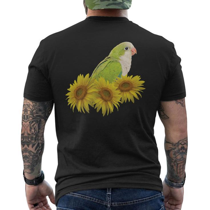 Quaker Parrot Green Monk Parakeet Sunflower Men's T-shirt Back Print