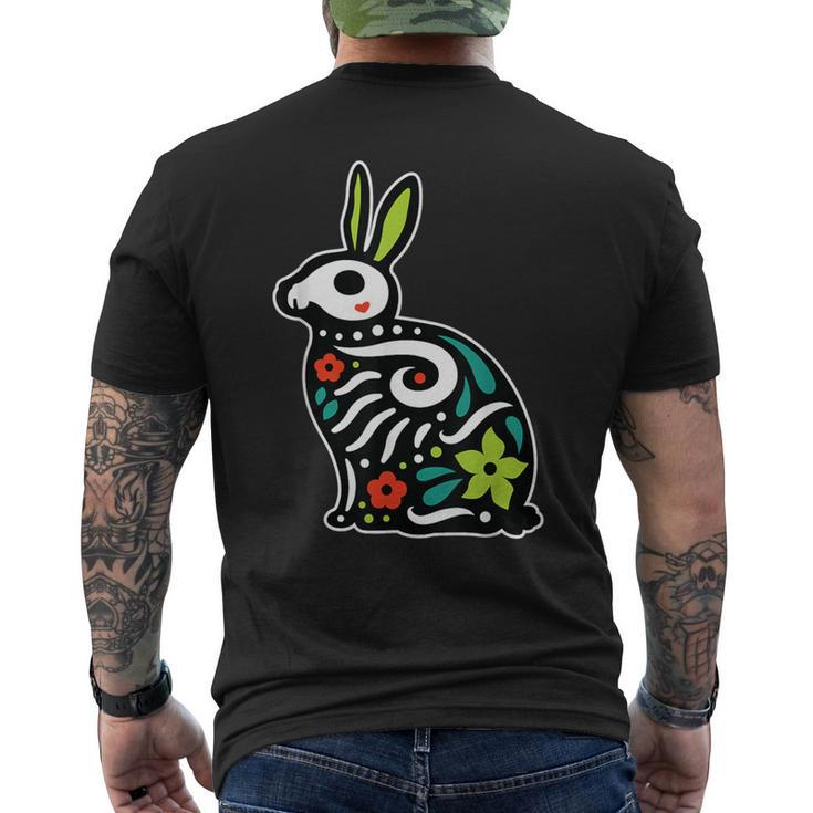 Rabbit Sugar Skull Dia De Los Muertos Cute Bunny Day Of Dead Men's T-shirt Back Print
