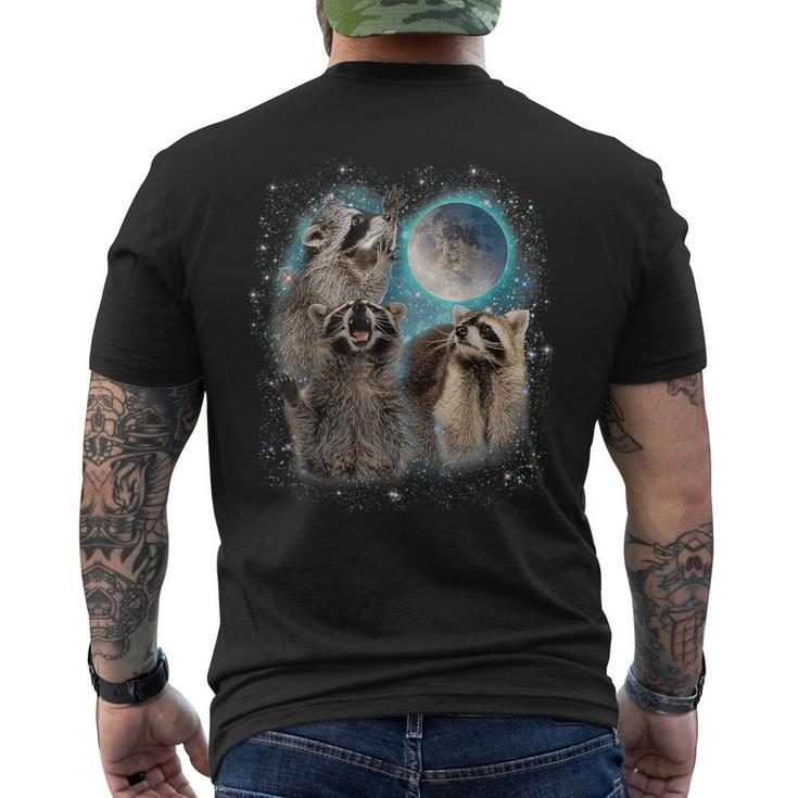 Raccoon 3 Racoons Howling At Moon Weird Cursed Men's T-shirt Back Print