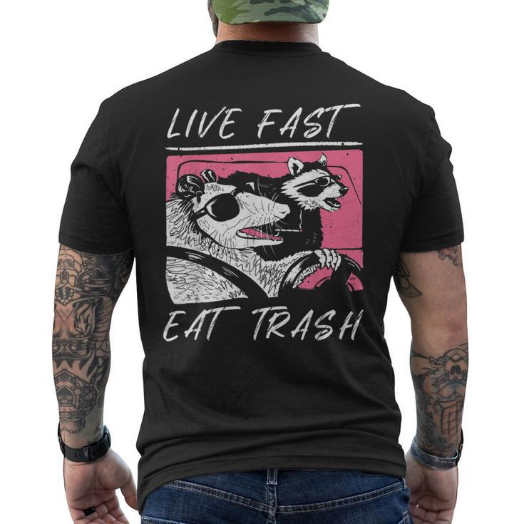 Raccoon And Possum Live Fast Eat Trash Enjoy Life Adventure Men's T-shirt Back Print