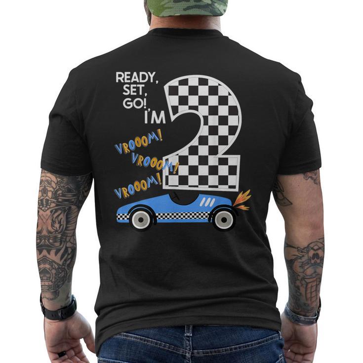 Race Car 2Nd Birthday Party Racing Car Driver 2 Birthday Boy Men's T-shirt Back Print