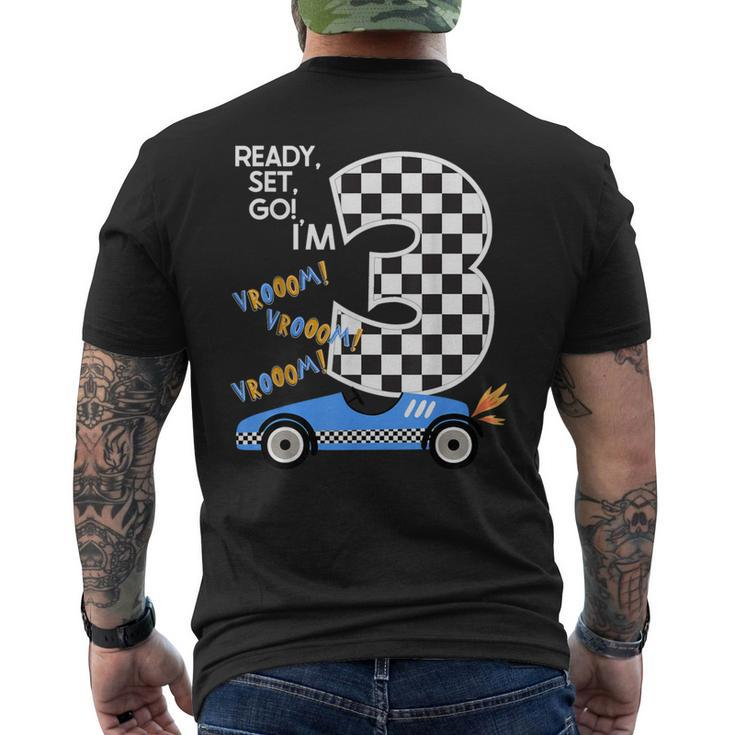 Race Car 3Rd Birthday Party Racing Car Driver 3 Birthday Boy Men's T-shirt Back Print