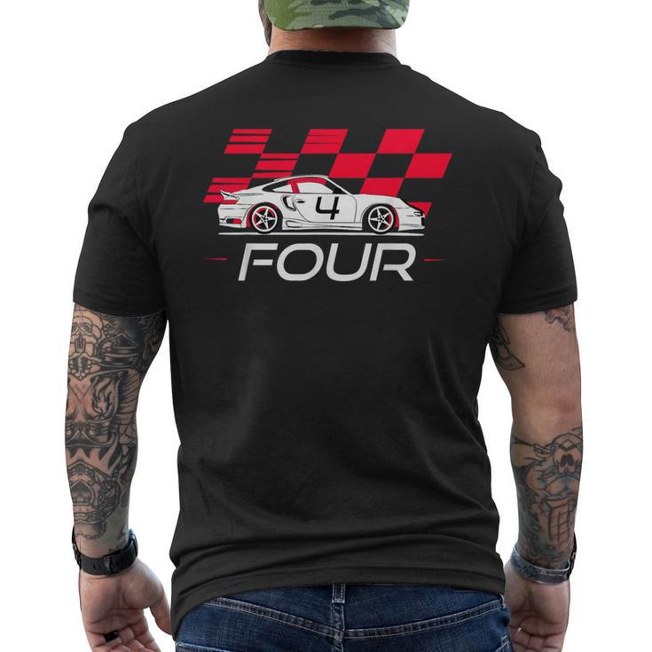 Race Car 4Th Birthday Four Year Old Boy Party Men's T-shirt Back Print