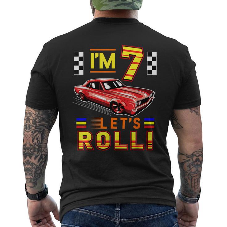 Race Car 7Th Birthday Toddler Boy Racing 7 Years Old Men's T-shirt Back Print