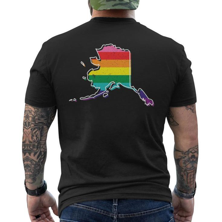 Rainbow Alaskan Gay Pride Flag Vintage Men's T-shirt Back Print