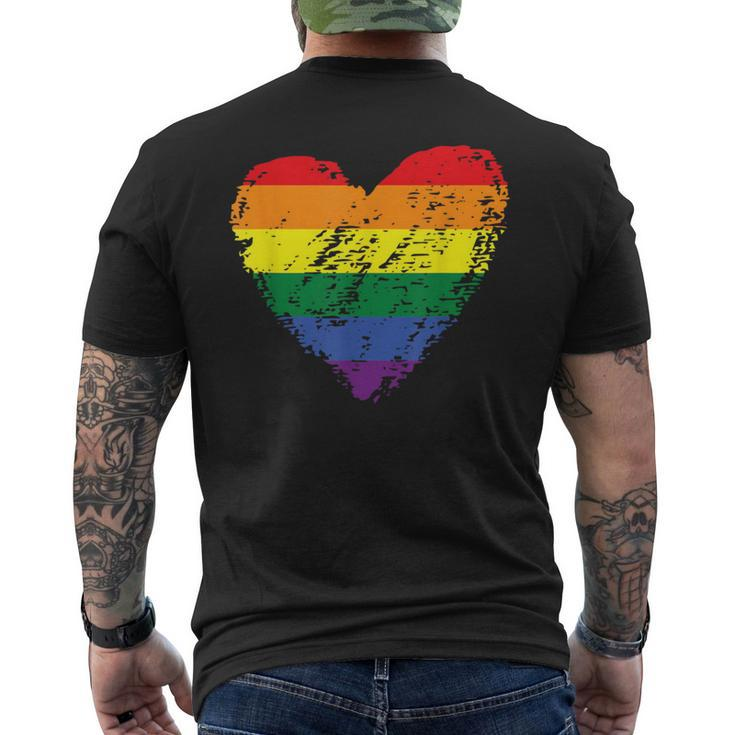 Rainbow Flag Colored Heart Lgbtq Lesbian Gay Pride Vintage Men's T-shirt Back Print