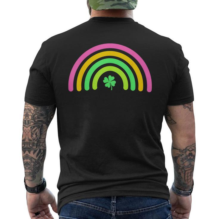 Rainbow Green Four Leaf Clover Proud Irish St Patrick's Day Men's T-shirt Back Print