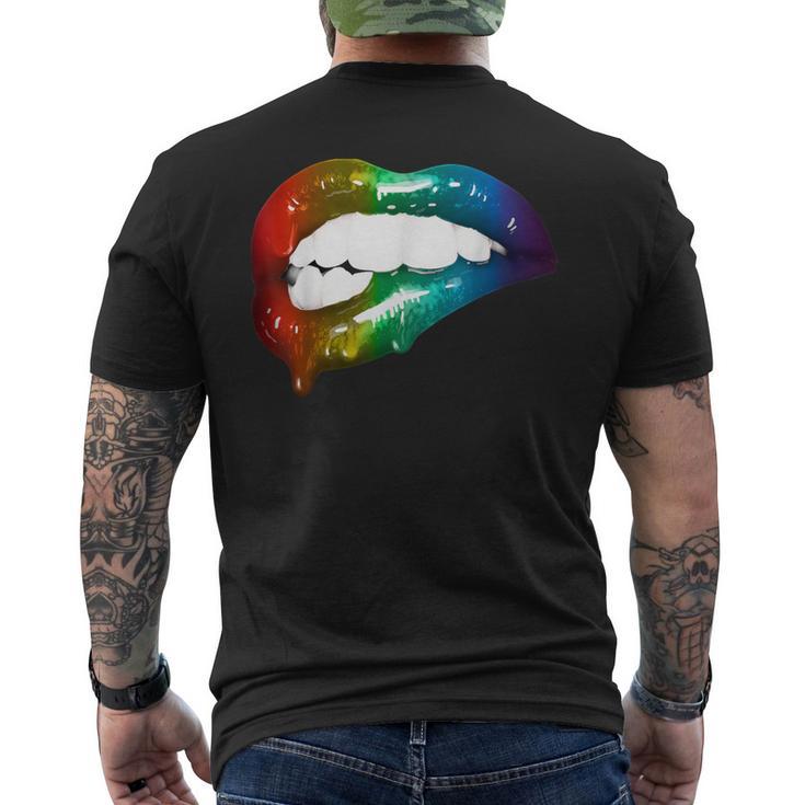 Rainbow Lips Cute Artful Make-Up Addicts Men's T-shirt Back Print