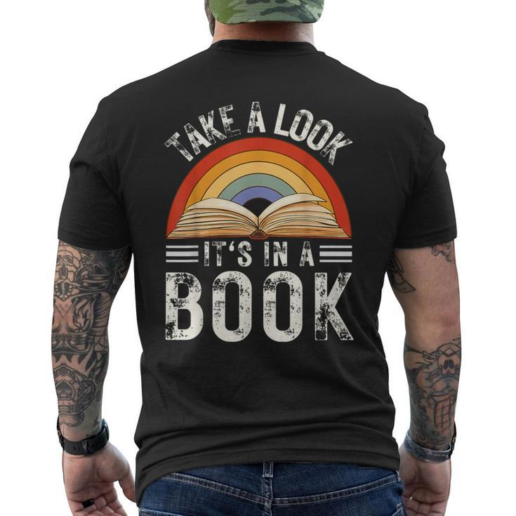 Rainbow Reading Take A Look Its In A Book Retro Vintage Men Men's T-shirt Back Print