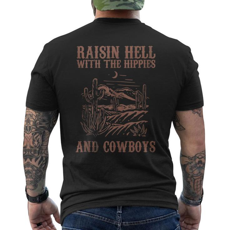 Raising Hell With The Hippies And Cowboys Western Cowgirl Men's T-shirt Back Print