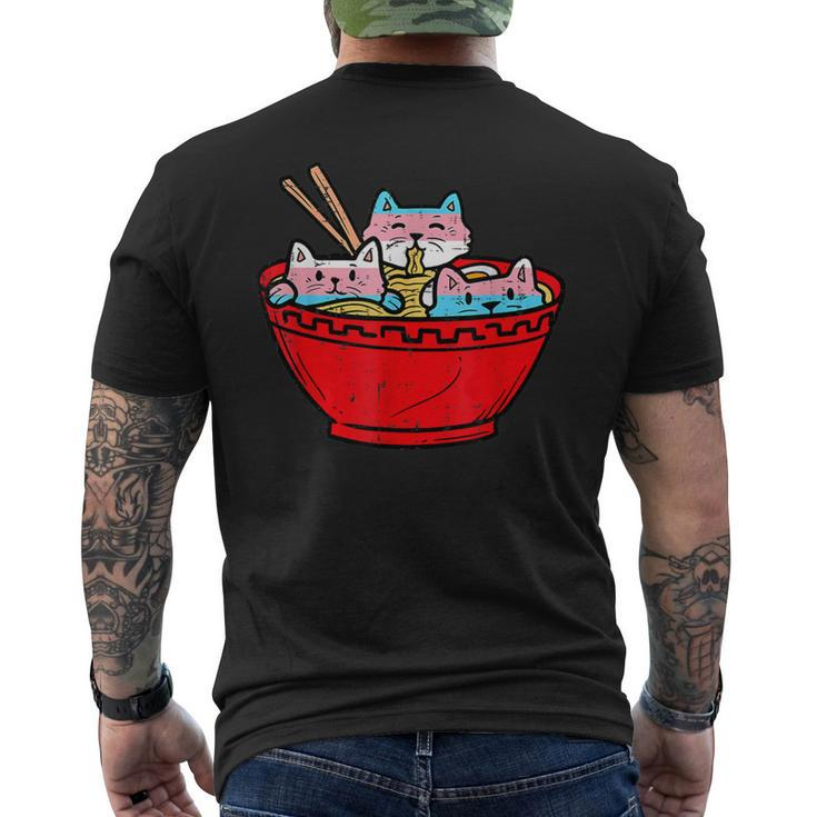 Ramen Cats Transgender Trans Pride Flag Japanese Noodle Food Men's T-shirt Back Print