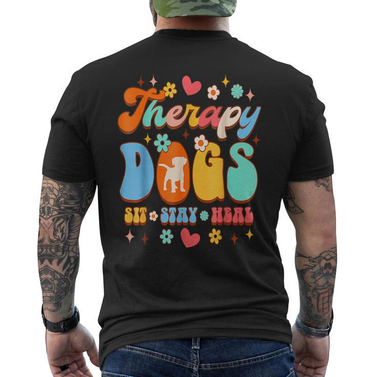 Therapy Dog Team Animal Assisted Therapy Dogs Sits Stay Heal Men's T-shirt Back Print