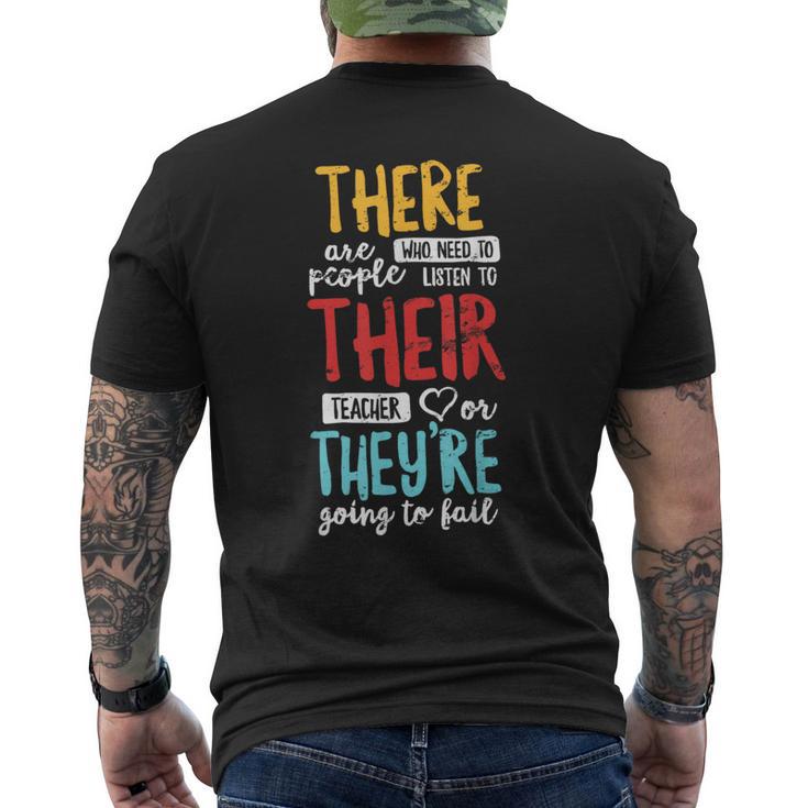 There Their They're English Grammar Teacher Men's T-shirt Back Print