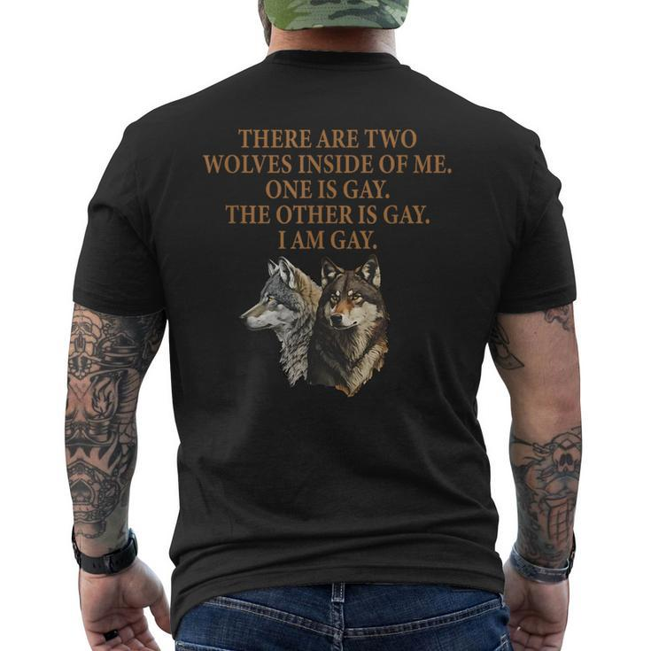 There Are Two Wolves Inside Of Me One Is Gay Lgbt Wolf Lover Men's T-shirt Back Print