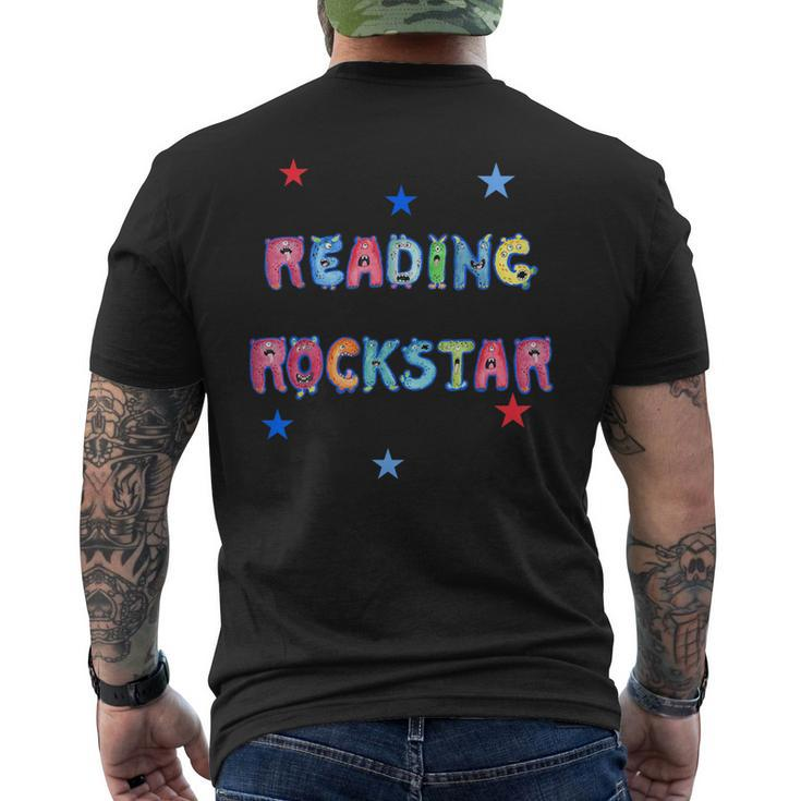 Reading Rockstar Cool Monster Alphabet Letters Men's T-shirt Back Print