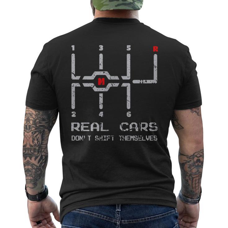 Real Cars Don't Shift Themselves Distressed Drifting Men's T-shirt Back Print