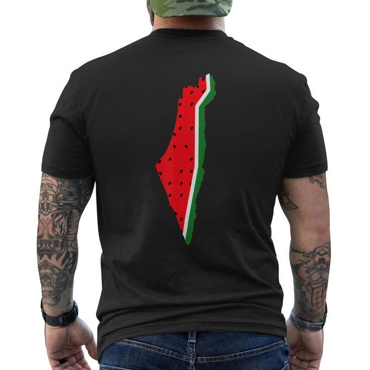 Real Palestine Watermelon Map Men's T-shirt Back Print