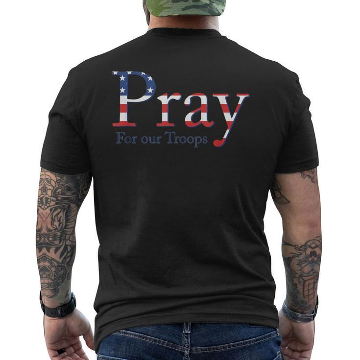 Red Friday Military Patriotic Pray For Our Troops Deployed Men's T-shirt Back Print