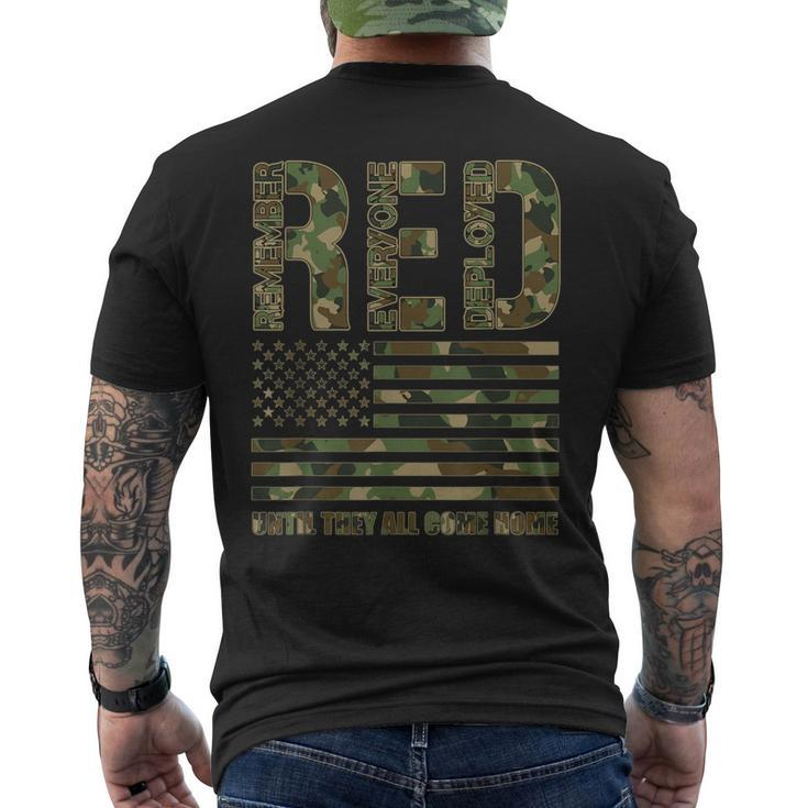 Red Friday Military Veteran Remember Everyone Deployed Camo Men's T-shirt Back Print