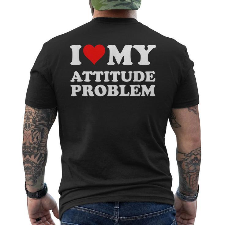 Red Heart I Love My Attitude Problem Men's T-shirt Back Print