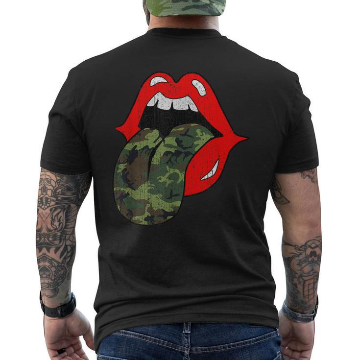 Red Lips Camo Tongue Retro Vintage Trendy Camouflage Men's T-shirt Back Print