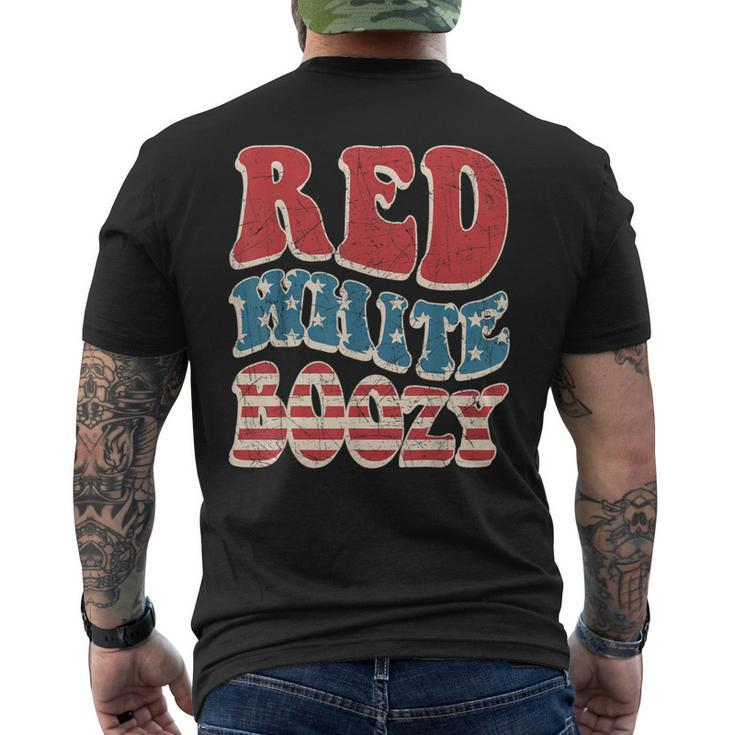 Red White & Boozy Retro Usa America Flag Happy 4Th Of July Men's T-shirt Back Print