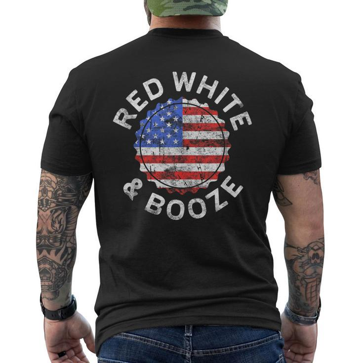 Red White And Booze Drinking 4Th Of July Men's T-shirt Back Print