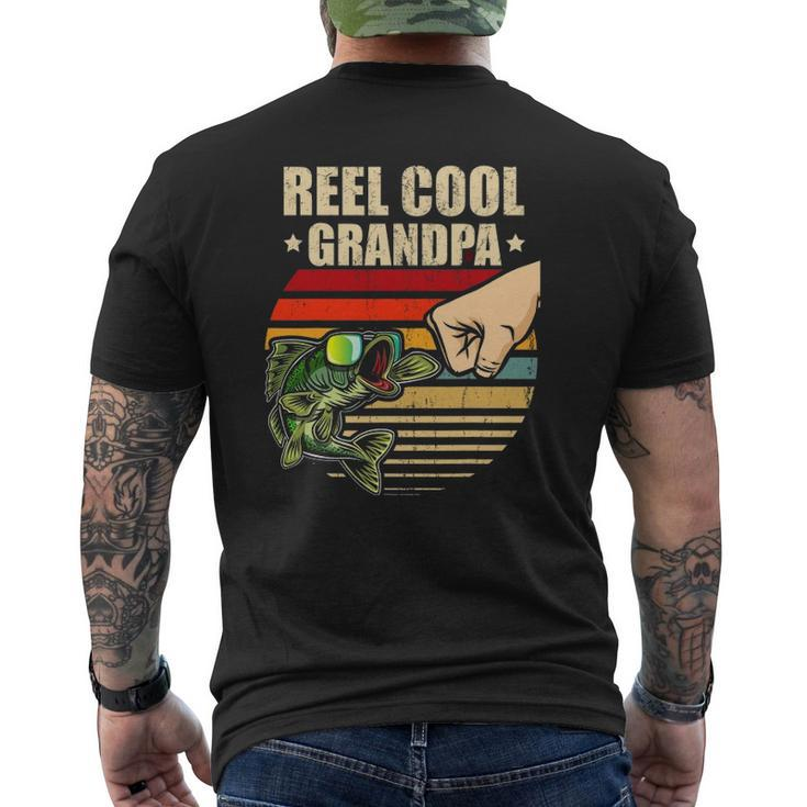 Reel Cool Grandpa Retro Fishing Father's Day Fist Bump Mens Back Print T-shirt