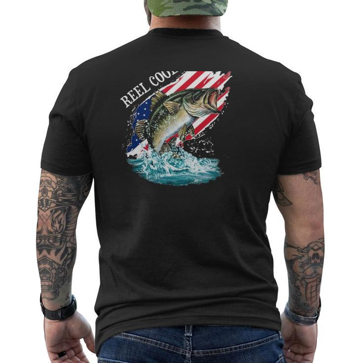 Reel Cool Papa American Flag Fishing Father's Day Mens Back Print T-shirt