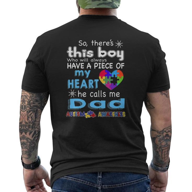 There's This Boy He Call Me Dad Autism Awareness Mens Back Print T-shirt