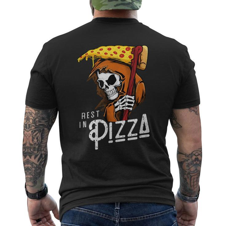Rest In Pizza Grim Reaper With Fast Food Scythe Men's T-shirt Back Print