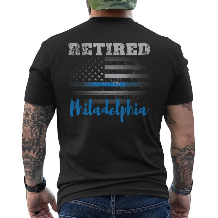 Retired Police Officer Philadelphia American Flag Men's T-shirt Back Print