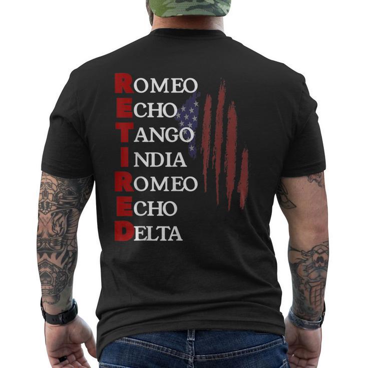 Retired Romeo Echo Tango India Romeo Echo Delta Veteran Men's T-shirt Back Print